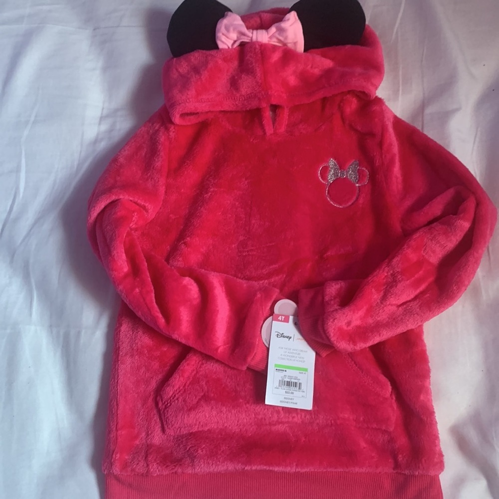 NWT Disney's Minnie Mouse Toddler Girl Plush Tunic Hoodie-Jumping Beans - Picture 3 of 12
